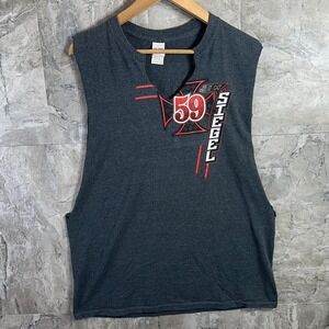 Jim Siegel's #59 sprint car racing tank top car sleeveless shirt woman's Size L